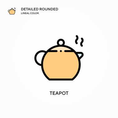 Çaydanlık vektör simgesi. Modern vektör illüstrasyon kavramları. Düzenlemesi ve kişiselleştirmesi kolay.