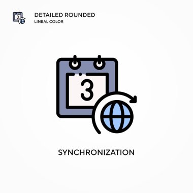 Senkronizasyon vektör simgesi. Modern vektör illüstrasyon kavramları. Düzenlemesi ve kişiselleştirmesi kolay.