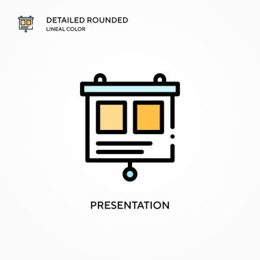 Sunum vektör simgesi. Modern vektör illüstrasyon kavramları. Düzenlemesi ve kişiselleştirmesi kolay.