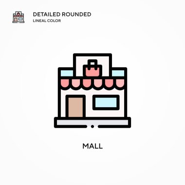 Alışveriş merkezi vektör simgesi. Modern vektör illüstrasyon kavramları. Düzenlemesi ve kişiselleştirmesi kolay.