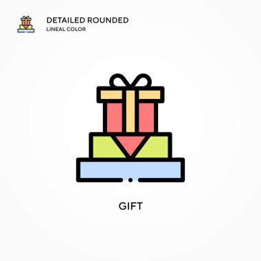 Hediye vektör simgesi. Modern vektör illüstrasyon kavramları. Düzenlemesi ve kişiselleştirmesi kolay.