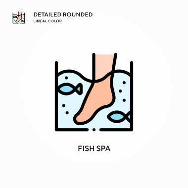 Balık spa vektör simgesi. Modern vektör illüstrasyon kavramları. Düzenlemesi ve kişiselleştirmesi kolay.