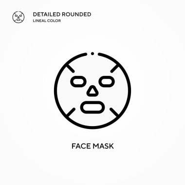 Yüz maskesi vektör simgesi. Modern vektör illüstrasyon kavramları. Düzenlemesi ve kişiselleştirmesi kolay.