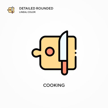Yemek pişirme vektörü simgesi. Modern vektör illüstrasyon kavramları. Düzenlemesi ve kişiselleştirmesi kolay.