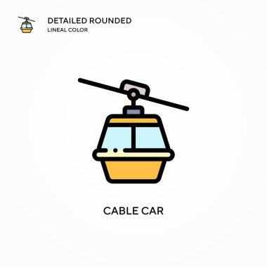 Kablo araba vektör simgesi. Modern vektör illüstrasyon kavramları. Düzenlemesi ve kişiselleştirmesi kolay.