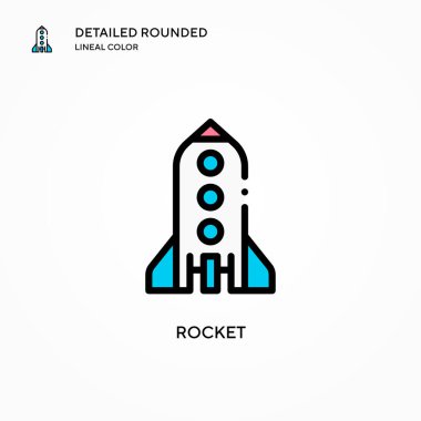 Roket vektör simgesi. Modern vektör illüstrasyon kavramları. Düzenlemesi ve kişiselleştirmesi kolay.