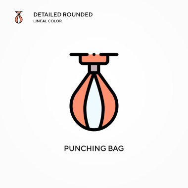 Torba vektör simgesini yumrukluyorum. Modern vektör illüstrasyon kavramları. Düzenlemesi ve kişiselleştirmesi kolay.