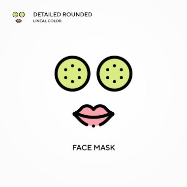 Yüz maskesi vektör simgesi. Modern vektör illüstrasyon kavramları. Düzenlemesi ve kişiselleştirmesi kolay.