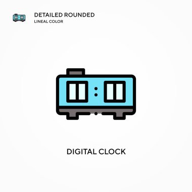 Dijital saat vektör simgesi. Modern vektör illüstrasyon kavramları. Düzenlemesi ve kişiselleştirmesi kolay.