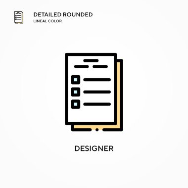 Tasarımcı vektör simgesi. Modern vektör illüstrasyon kavramları. Düzenlemesi ve kişiselleştirmesi kolay.
