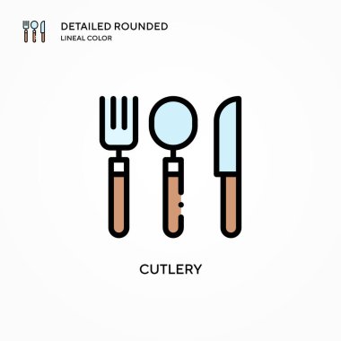 Çatal bıçak vektör simgesi. Modern vektör illüstrasyon kavramları. Düzenlemesi ve kişiselleştirmesi kolay.