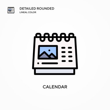 Takvim vektör simgesi. Modern vektör illüstrasyon kavramları. Düzenlemesi ve kişiselleştirmesi kolay.