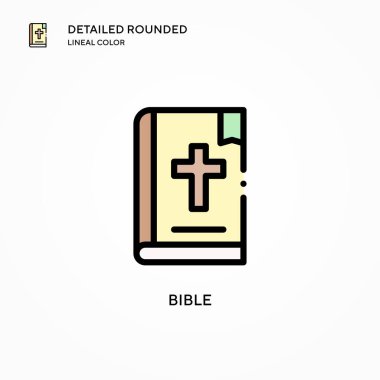 İncil vektör simgesi. Modern vektör illüstrasyon kavramları. Düzenlemesi ve kişiselleştirmesi kolay.