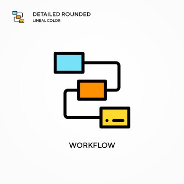 Çalışma akışı vektör simgesi. Modern vektör illüstrasyon kavramları. Düzenlemesi ve kişiselleştirmesi kolay.