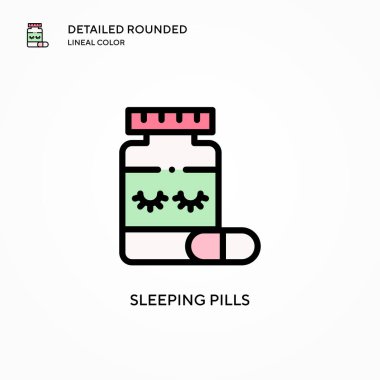 Uyku hapları vektör ikonu. Modern vektör illüstrasyon kavramları. Düzenlemesi ve kişiselleştirmesi kolay.