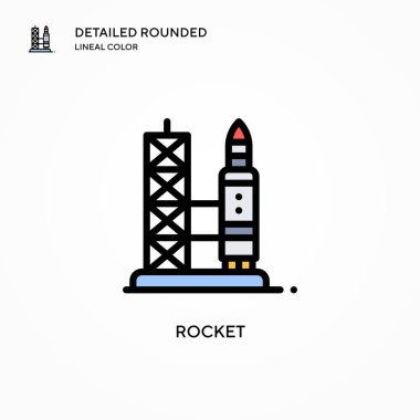 Roket vektör simgesi. Modern vektör illüstrasyon kavramları. Düzenlemesi ve kişiselleştirmesi kolay.