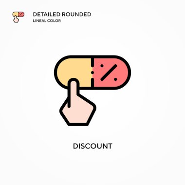 İndirimli vektör simgesi. Modern vektör illüstrasyon kavramları. Düzenlemesi ve kişiselleştirmesi kolay.