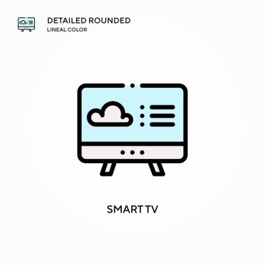 Akıllı TV vektör simgesi. Modern vektör illüstrasyon kavramları. Düzenlemesi ve kişiselleştirmesi kolay.