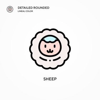 Koyun vektör simgesi. Modern vektör illüstrasyon kavramları. Düzenlemesi ve kişiselleştirmesi kolay.