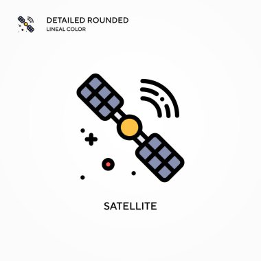 Uydu vektör simgesi. Modern vektör illüstrasyon kavramları. Düzenlemesi ve kişiselleştirmesi kolay.