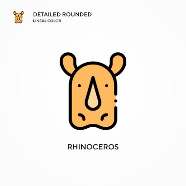 Gergedan vektör simgesi. Modern vektör illüstrasyon kavramları. Düzenlemesi ve kişiselleştirmesi kolay.