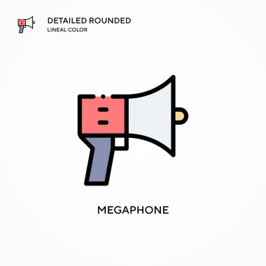 Megafon vektör simgesi. Modern vektör illüstrasyon kavramları. Düzenlemesi ve kişiselleştirmesi kolay.