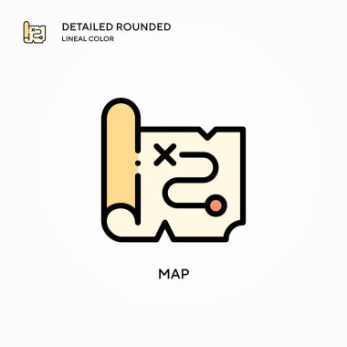 Harita vektör simgesi. Modern vektör illüstrasyon kavramları. Düzenlemesi ve kişiselleştirmesi kolay.