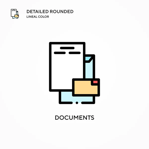 Documents Vector Icon Modern Vector Illustration Concepts Easy Edit Customize — Stock Vector
