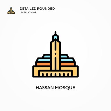 Hasan cami ikonu. Modern vektör illüstrasyon kavramları. Düzenlemesi ve kişiselleştirmesi kolay.