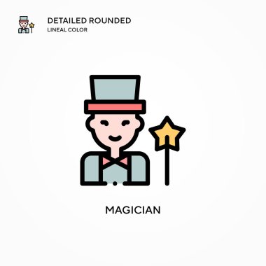 Sihirbaz vektör simgesi. Modern vektör illüstrasyon kavramları. Düzenlemesi ve kişiselleştirmesi kolay.