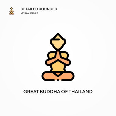 Tayland vektör ikonunun yüce Buda 'sı. Modern vektör illüstrasyon kavramları. Düzenlemesi ve kişiselleştirmesi kolay.