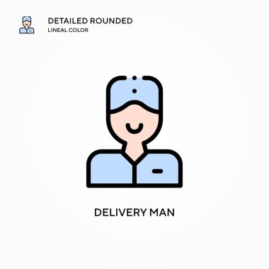 Teslimatçı vektör ikonu. Modern vektör illüstrasyon kavramları. Düzenlemesi ve kişiselleştirmesi kolay.