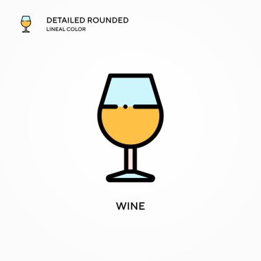 Şarap vektör simgesi. Modern vektör illüstrasyon kavramları. Düzenlemesi ve kişiselleştirmesi kolay.