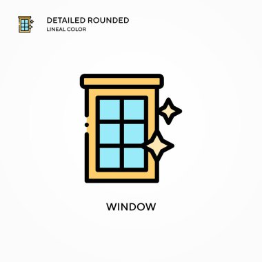 Pencere vektör simgesi. Modern vektör illüstrasyon kavramları. Düzenlemesi ve kişiselleştirmesi kolay.