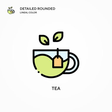 Çay vektör simgesi. Modern vektör illüstrasyon kavramları. Düzenlemesi ve kişiselleştirmesi kolay.