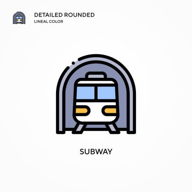 Metro vektör simgesi. Modern vektör illüstrasyon kavramları. Düzenlemesi ve kişiselleştirmesi kolay.