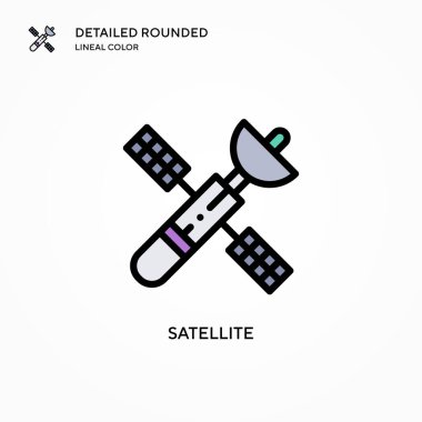 Uydu vektör simgesi. Modern vektör illüstrasyon kavramları. Düzenlemesi ve kişiselleştirmesi kolay.