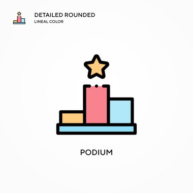 Podyum vektör simgesi. Modern vektör illüstrasyon kavramları. Düzenlemesi ve kişiselleştirmesi kolay.