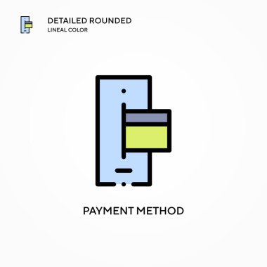 Ödeme yöntemi vektör simgesi. Modern vektör illüstrasyon kavramları. Düzenlemesi ve kişiselleştirmesi kolay.