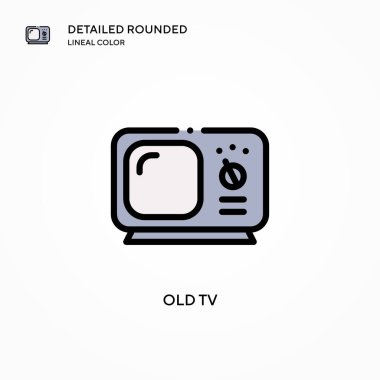Eski TV vektör simgesi. Modern vektör illüstrasyon kavramları. Düzenlemesi ve kişiselleştirmesi kolay.