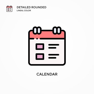 Takvim vektör simgesi. Modern vektör illüstrasyon kavramları. Düzenlemesi ve kişiselleştirmesi kolay.