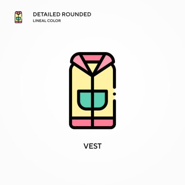 Yelek vektör simgesi. Modern vektör illüstrasyon kavramları. Düzenlemesi ve kişiselleştirmesi kolay.