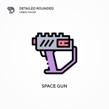 Uzay silahı vektör simgesi. Modern vektör illüstrasyon kavramları. Düzenlemesi ve kişiselleştirmesi kolay.