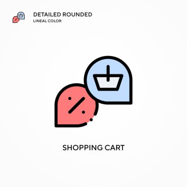 Alışveriş arabası vektör ikonu. Modern vektör illüstrasyon kavramları. Düzenlemesi ve kişiselleştirmesi kolay.