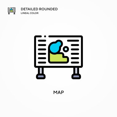 Harita vektör simgesi. Modern vektör illüstrasyon kavramları. Düzenlemesi ve kişiselleştirmesi kolay.