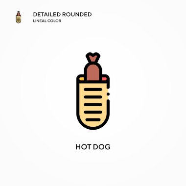 Hot dog vektör simgesi. Modern vektör illüstrasyon kavramları. Düzenlemesi ve kişiselleştirmesi kolay.