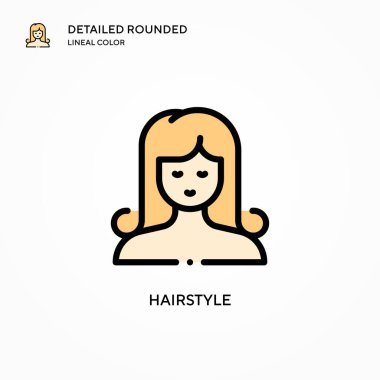 Saç stili vektör simgesi. Modern vektör illüstrasyon kavramları. Düzenlemesi ve kişiselleştirmesi kolay.