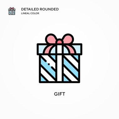 Hediye vektör simgesi. Modern vektör illüstrasyon kavramları. Düzenlemesi ve kişiselleştirmesi kolay.