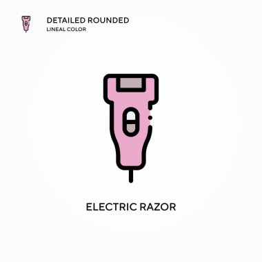 Elektrikli ustura vektör ikonu. Modern vektör illüstrasyon kavramları. Düzenlemesi ve kişiselleştirmesi kolay.