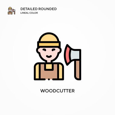 Oduncu vektör simgesi. Modern vektör illüstrasyon kavramları. Düzenlemesi ve kişiselleştirmesi kolay.